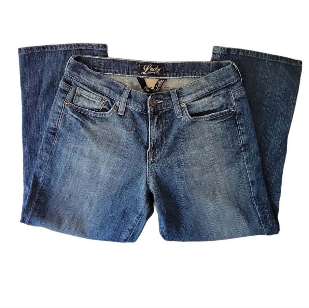 Lucky Brand Logan Classic Rider Crop Jeans 6/28 Y2K Light Wash Mid Rise Capri